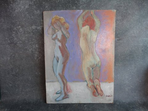 Anders Aldrin Figure Studies: 2 Nudes Oil on Board 1950s P2694