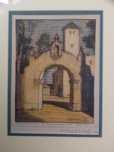 Hernando Villa Through a Spanish Arch Watercolor and Pencil 1938 P2727