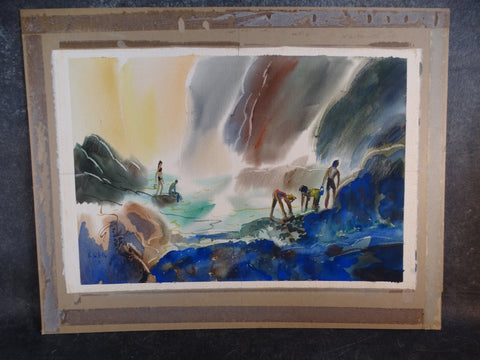 Edward Sotello Watercolor: Waterfall 1971 P2739