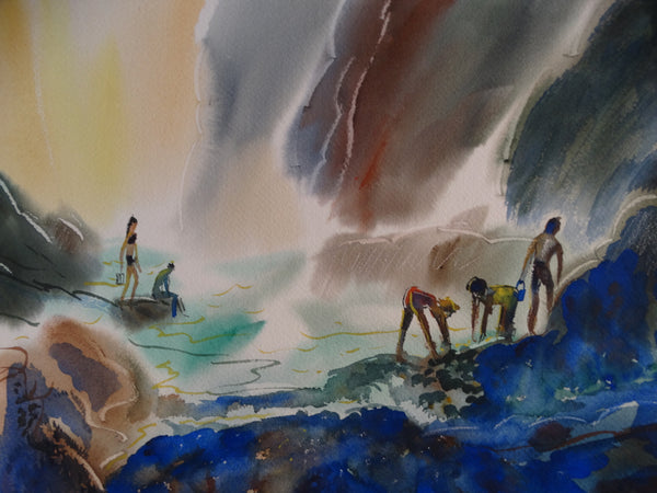 Edward Sotello Watercolor: Waterfall 1971 P2739