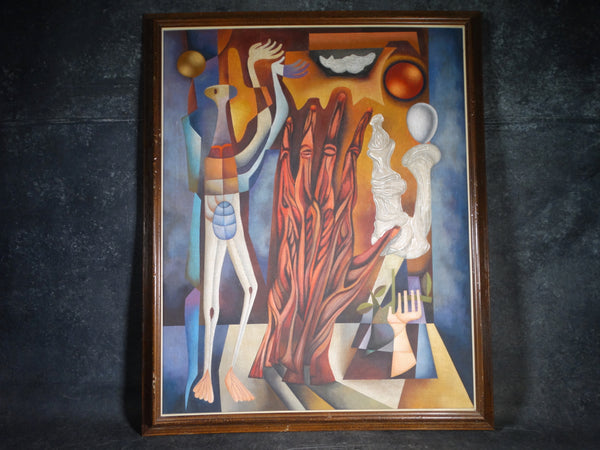 Jose Maria De Servin  - Surrealist Tableau - Oil on Canvas circa 1960s P2841