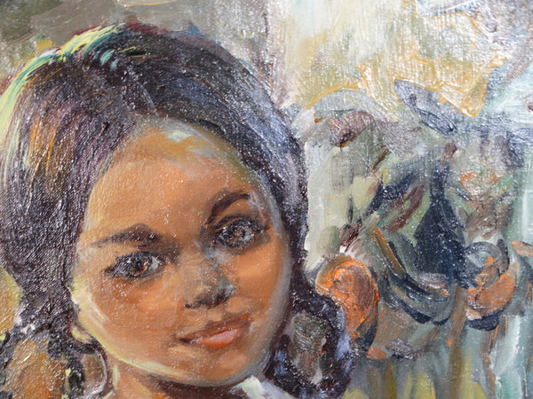 Grace Harvey - Mexican Girl With Doll - Oil on Canvas 1965 P2759