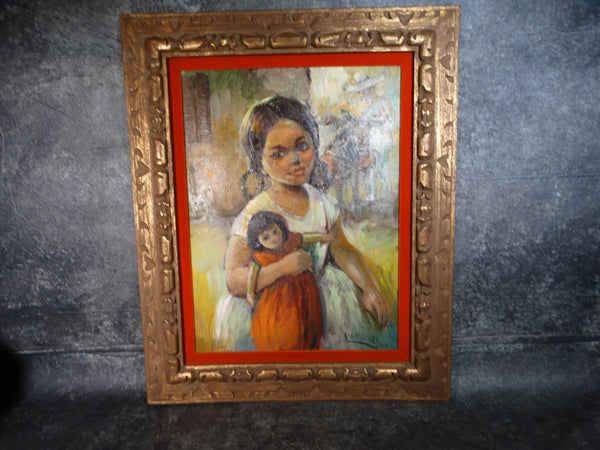 Grace Harvey - Mexican Girl With Doll - Oil on Canvas 1965 P2759