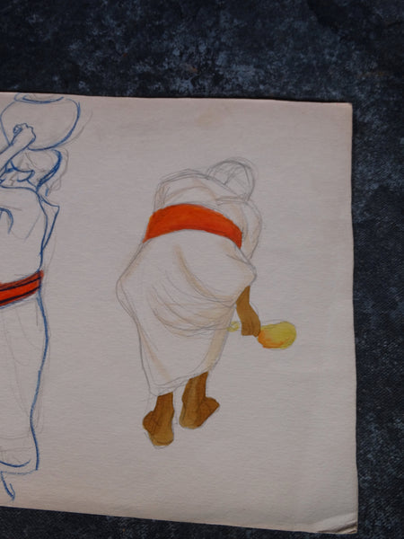 Alberto Beltrán - Two Market Women - Pencil and Watercolor Study P2776