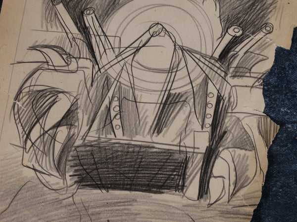 Alberto Beltrán - Demonic Man and Machine - pencil sketch - P2785