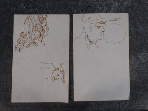 Alberto Beltrán Pen & Ink Portrait Studies - Double-sided - P2791