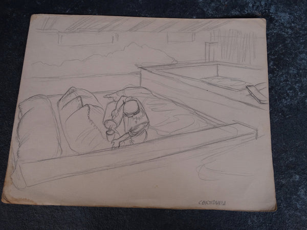 Alberto Beltrán - Worker at a Tannery ("Curtideria") - Drawing - P2806
