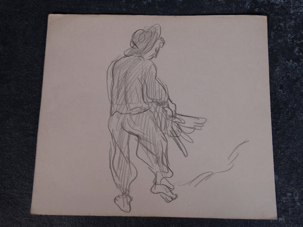 Alberto Beltrán - Man at the Market - Drawing - P2809