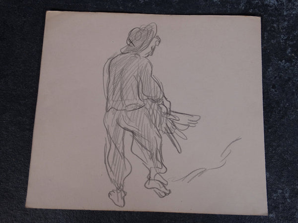 Alberto Beltrán - Man at the Market - Drawing - P2809