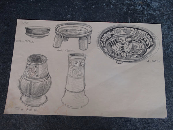 Alberto Beltrán - Drawing of  Ancient Mayan Pottery P2811