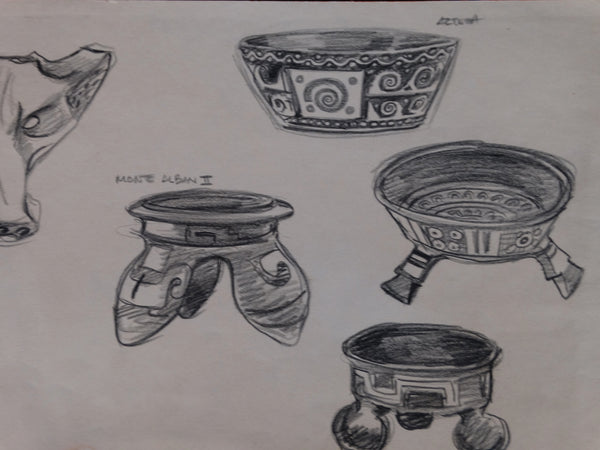 Alberto Beltrán - Drawing of Ancient Aztec Pottery - P2812