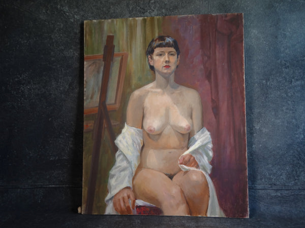Aaron Hanin (1912 - 1990) - Seated Nude - Oil on Canvas - P2834