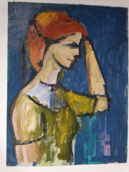 Marie Cofalka - Portrait of a Red Headed Woman in Profile - Oil on Board P2854