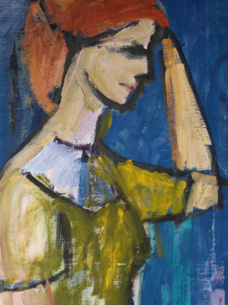 Marie Cofalka - Portrait of a Red Headed Woman in Profile - Oil on Board P2854