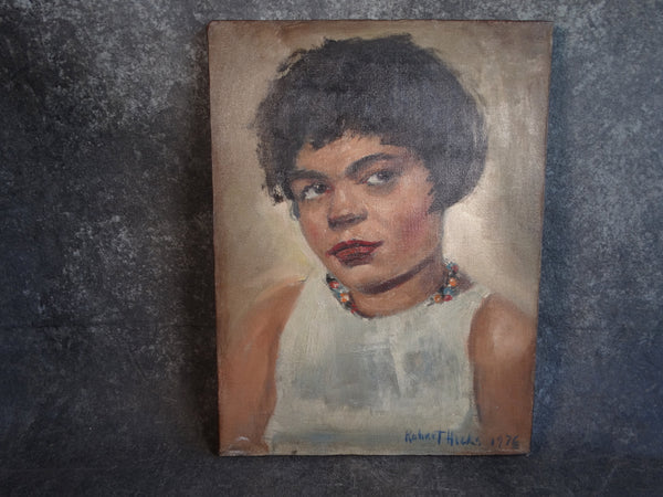 Robert Hicks - Folk Art Portrait Of A Young Eartha Kitt 1976 P2865