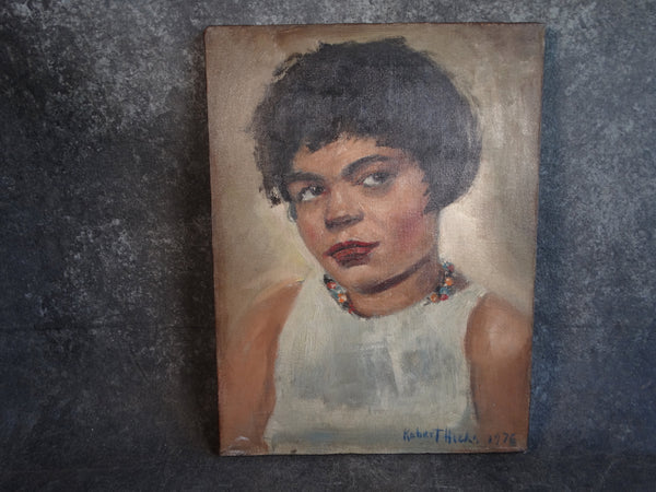 Robert Hicks - Folk Art Portrait Of A Young Eartha Kitt 1976 P2865