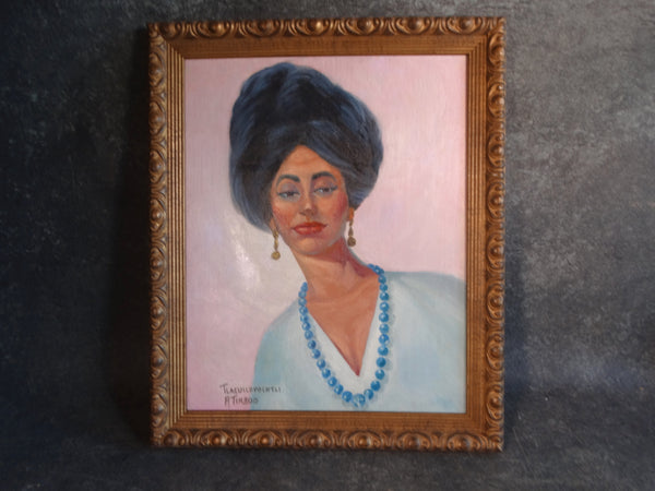 Alfonso Tirado Woman with Blue Beads and Big Hair circa 1960 P2868