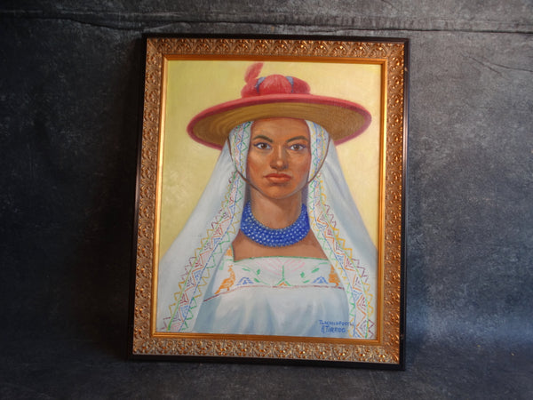 Alfonso Tirado - Mexican Woman in Traditional Costume - Oil on Canvas P2869