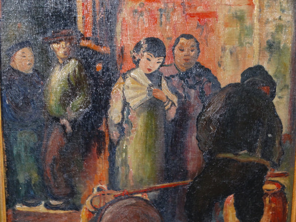 Beatrice Jackson - At the Chinese Market - Oil on Board 1920s - P2884