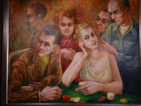 Burr Singer - A Friendly Game -  Oil on Masonite c 1940s P2889