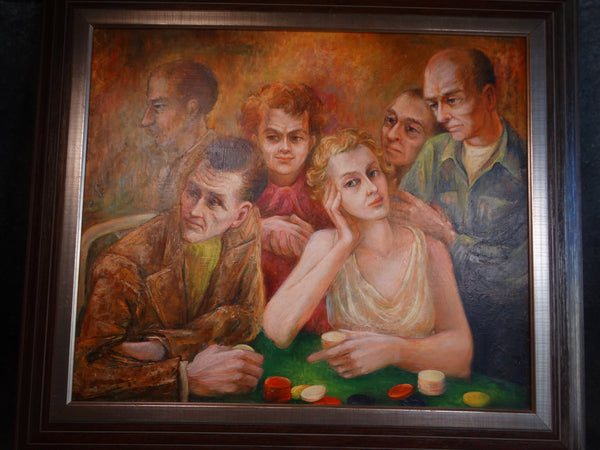 Burr Singer - A Friendly Game -  Oil on Masonite c 1940s P2889