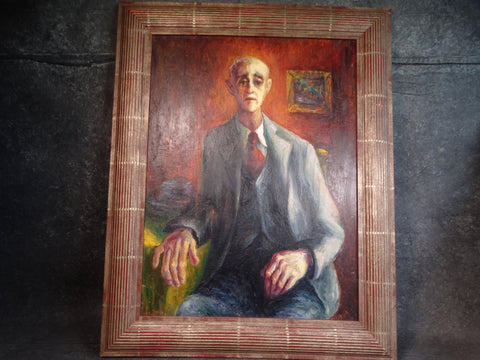 Burr Singer - Portrait of an Old Friend - Oil on Masonite c 1940s P2890