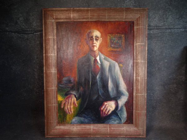 Burr Singer - Portrait of an Old Friend - Oil on Masonite c 1940s P2890