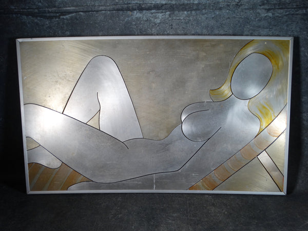 Denis G Barrington - 1960s Reclining Nude - Tinted Brushed Steel Inlaid on Masonite P2894