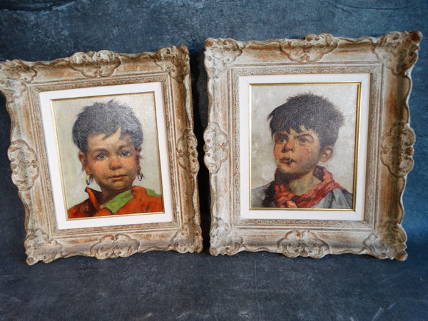 V. Dias Pair of Portraits of Gypsy Kids 1950s P2901