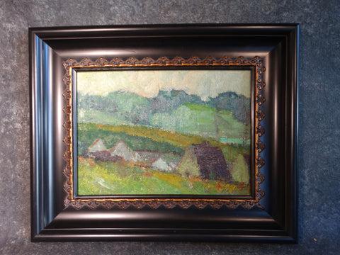 Marie Cofalka - Landscape, A Village - Oil on Canvas mounted on Board - P2905