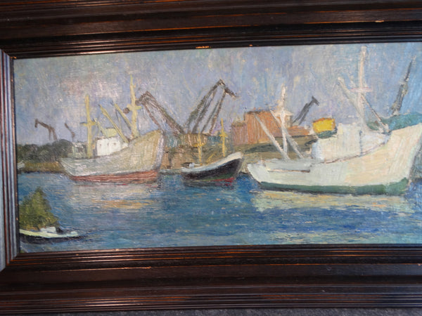 Marie Cofalka - Harbor Scene - Oil on Canvas mounted on Board - P2906