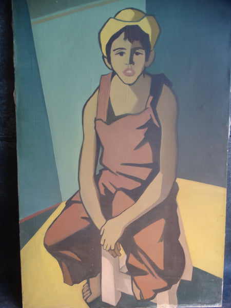 Jan Zach (1914-1986) - Seated Boy c 1950s Oil on Canvas P2922