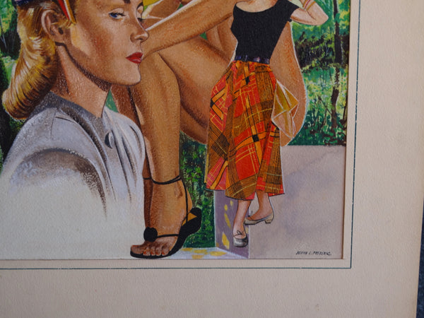 Joseph E Frederic - Three Women 1950s -Watercolor  P2939