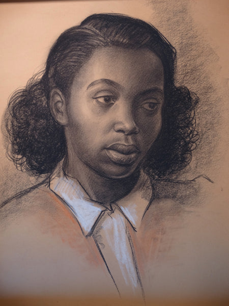 David Hendrickson - Portrait of a Young African-American Woman - Drawing P2951