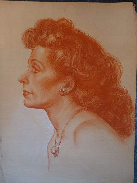 David Hendrickson - Portrait of a Red Head, 1940s - Drawing P2954