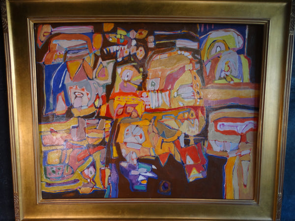 Sherry Schrut - Modernist Abstract Oil on Board - P2959