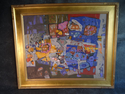 Sherry Schrut - Abstract, Grays, Purples, Orange - Oil on Board P2960