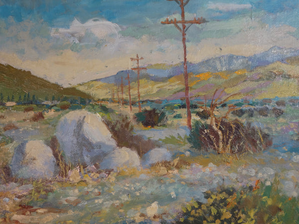 Carl W Houbein (1915-2001) California Desert Landscape with Telephone Poles circa 1973 P2973