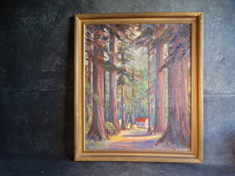 Little House in the Redwood Forest Oil on Canvas - Unsigned 1920 P2985