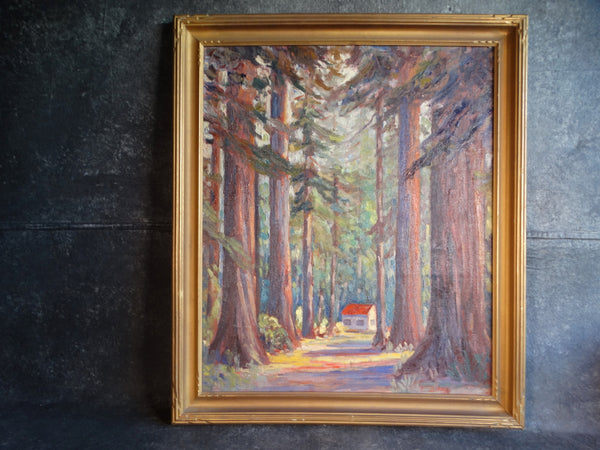 Little House in the Redwood Forest Oil on Canvas - Unsigned 1920 P2985