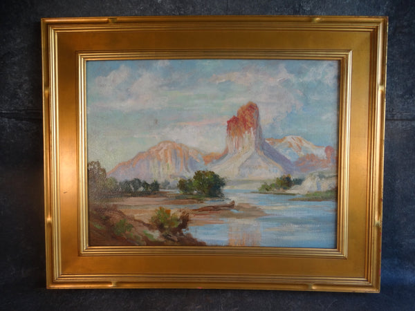 Dan Sterling - View of Castle Butte, Wyoming 1933 - Oil on Board P2992