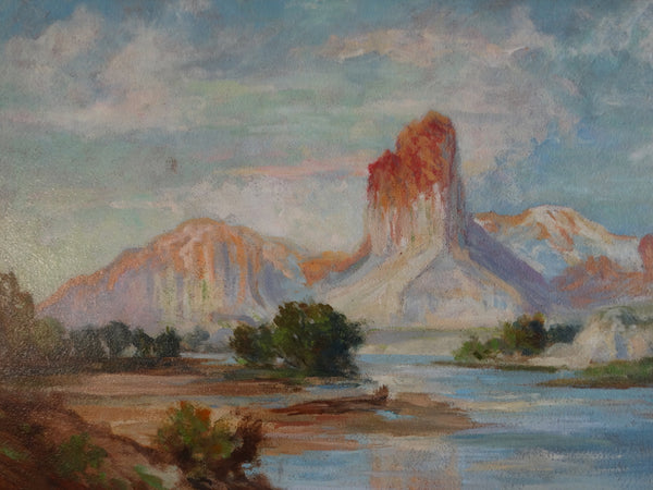 Dan Sterling - View of Castle Butte, Wyoming 1933 - Oil on Board P2992