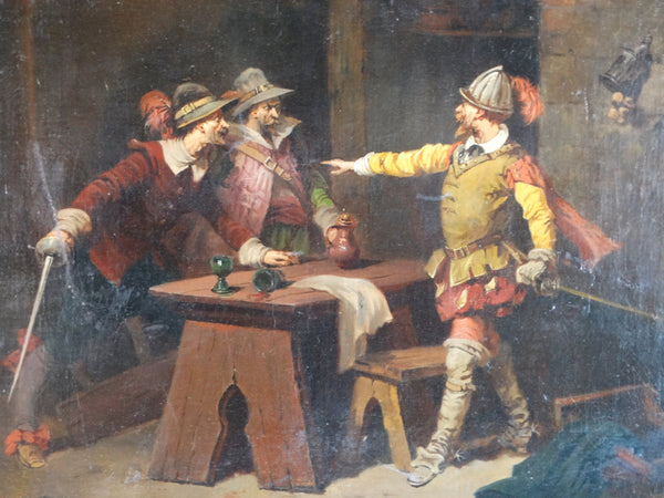 The Three Musketeers - 19th Century Oil on Board  P3010