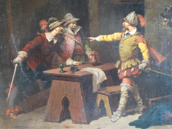 The Three Musketeers - 19th Century Oil on Board  P3010