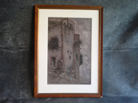 Maria Pepa LaMarque - Cityscape: A Tower House - Mixed Media on Paper P3011