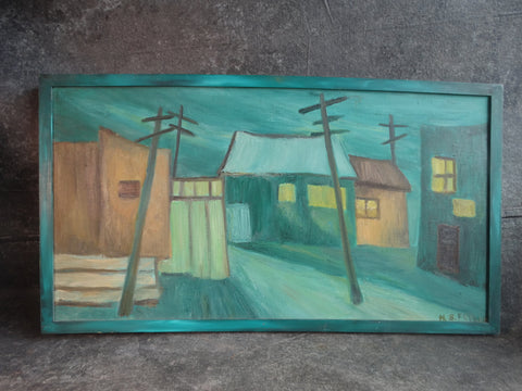 Helen Shafter Feyler-Switz (1925-2006) - Modernist Village - Oil on Canvas c 1950 P3031