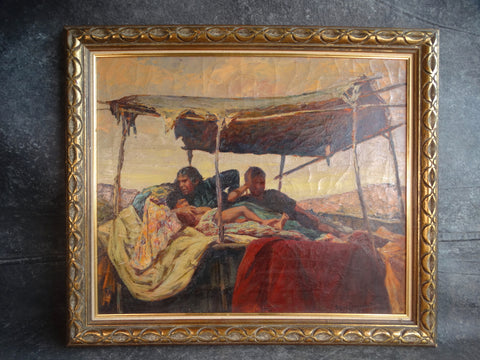 Eugène Pierre Franquinet (1875-1940) Mexican Family Resting under a Shade Canopy 1920s P3032