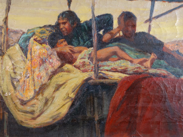 Eugène Pierre Franquinet (1875-1940) Mexican Family Resting under a Shade Canopy 1920s P3032