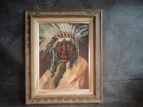 Carville - Indian Chief - Oil on Board P3033
