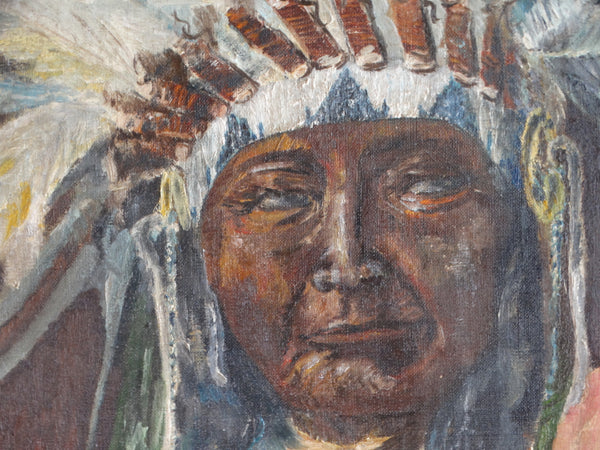 Carville - Indian Chief - Oil on Board P3033